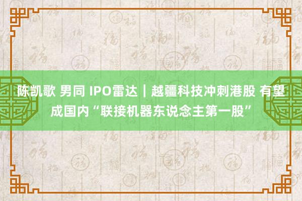 陈凯歌 男同 IPO雷达｜越疆科技冲刺港股 有望成国内“联接机器东说念主第一股”