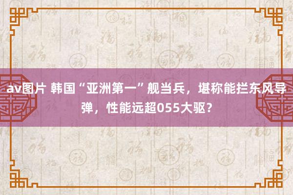 av图片 韩国“亚洲第一”舰当兵，堪称能拦东风导弹，性能远超055大驱？