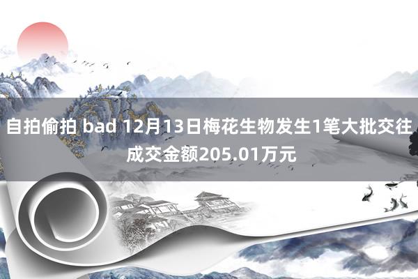 自拍偷拍 bad 12月13日梅花生物发生1笔大批交往 成交金额205.01万元