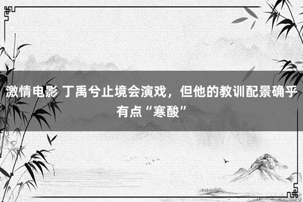激情电影 丁禹兮止境会演戏，但他的教训配景确乎有点“寒酸”