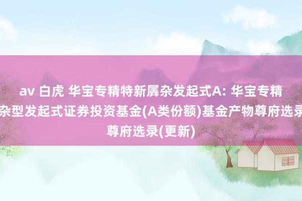 av 白虎 华宝专精特新羼杂发起式A: 华宝专精特新羼杂型发起式证券投资基金(A类份额)基金产物尊府选录(更新)
