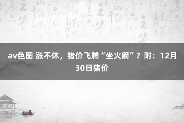 av色图 涨不休，猪价飞腾“坐火箭”？附：12月30日猪价