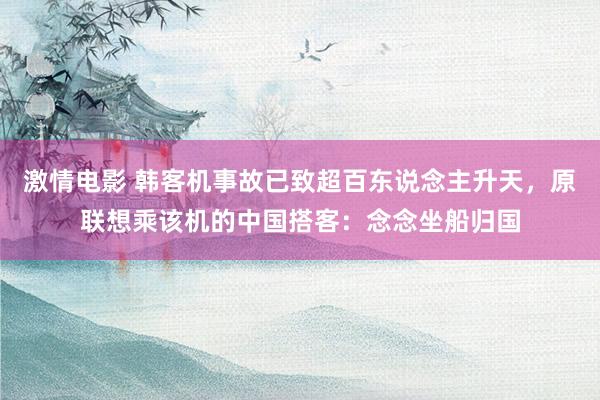 激情电影 韩客机事故已致超百东说念主升天，原联想乘该机的中国搭客：念念坐船归国