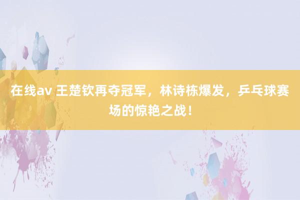 在线av 王楚钦再夺冠军，林诗栋爆发，乒乓球赛场的惊艳之战！