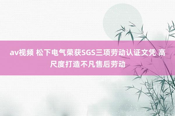 av视频 松下电气荣获SGS三项劳动认证文凭 高尺度打造不凡售后劳动