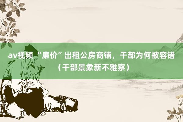 av视频 “廉价”出租公房商铺，干部为何被容错（干部景象新不雅察）