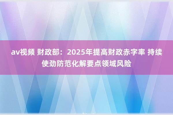 av视频 财政部：2025年提高财政赤字率 持续使劲防范化解要点领域风险