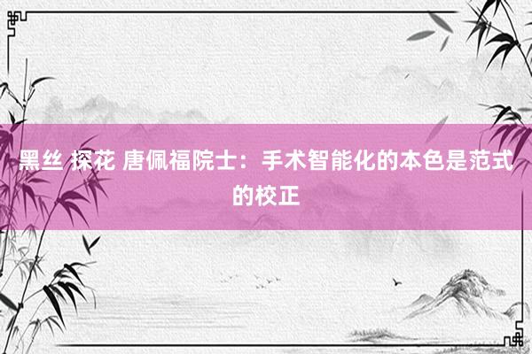 黑丝 探花 唐佩福院士：手术智能化的本色是范式的校正