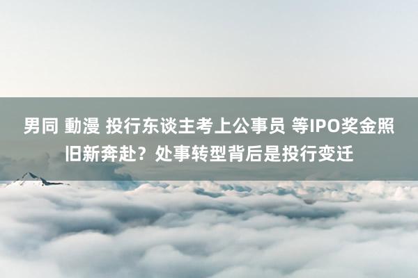 男同 動漫 投行东谈主考上公事员 等IPO奖金照旧新奔赴？处事转型背后是投行变迁