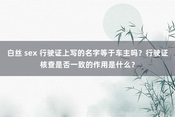白丝 sex 行驶证上写的名字等于车主吗？行驶证核查是否一致的作用是什么？