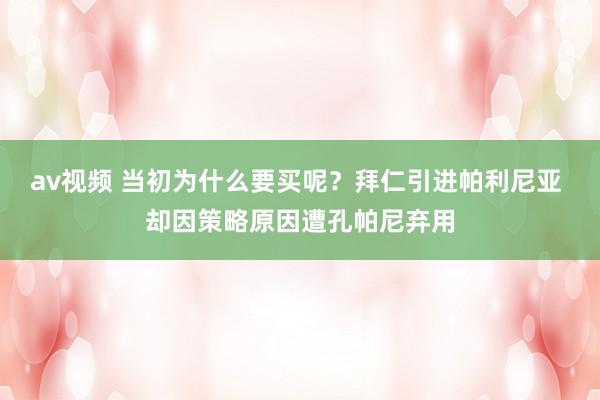 av视频 当初为什么要买呢？拜仁引进帕利尼亚 却因策略原因遭孔帕尼弃用
